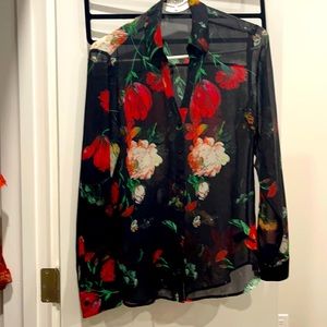 Floral sheer button down.